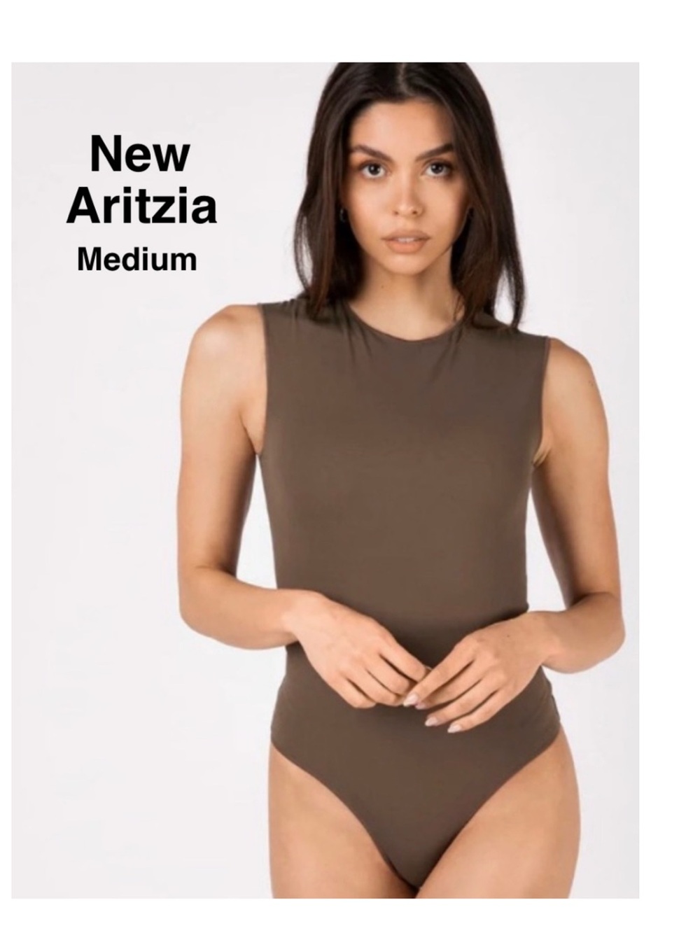 New Aritzia Babaton high neck Arnold Nutmeg Muscade Bodysuit Size M Wtags ⭐️⭐️